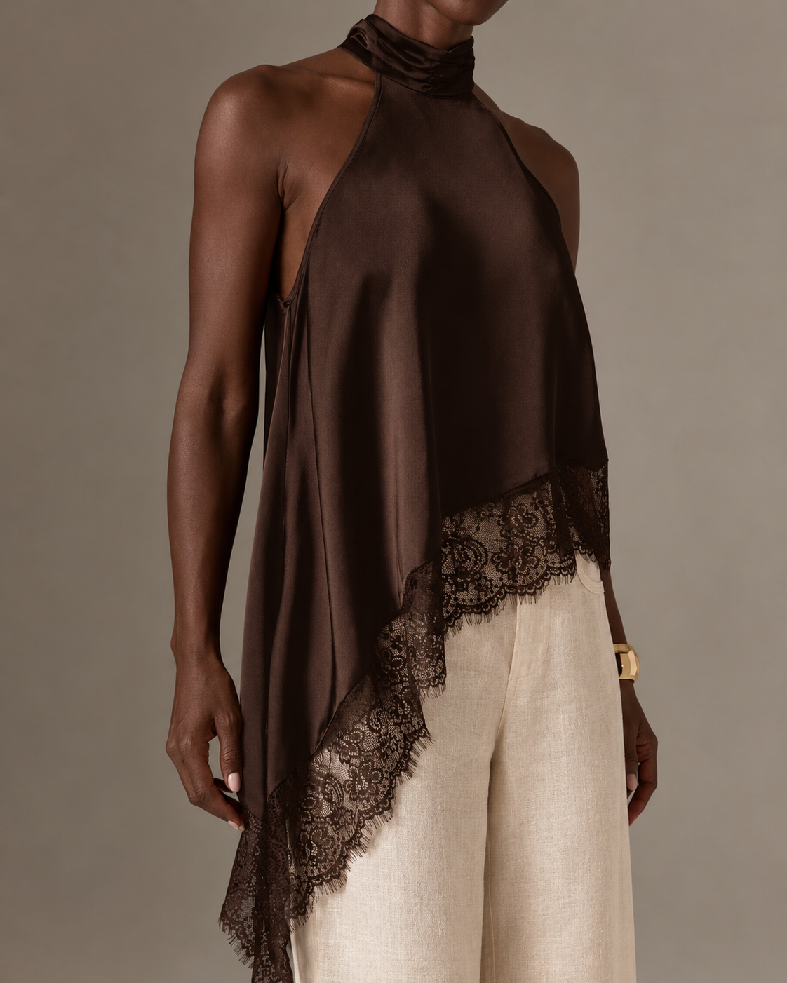 Heirloom Satin Top - Brown