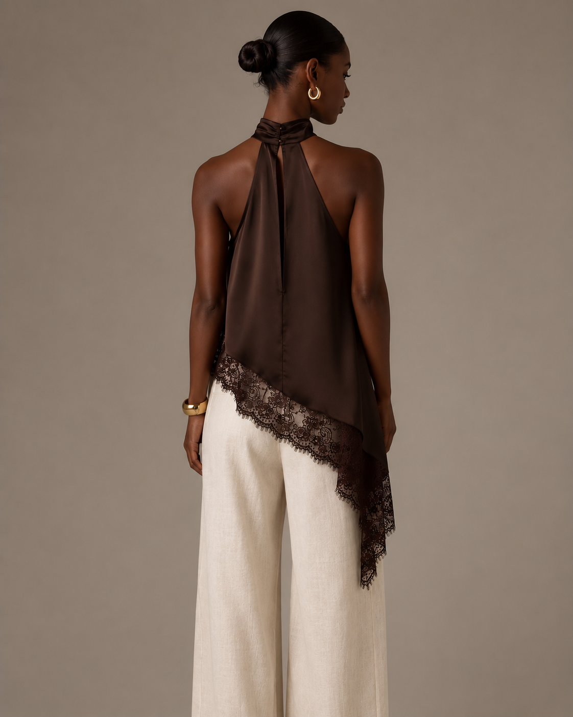 Heirloom Satin Top - Brown