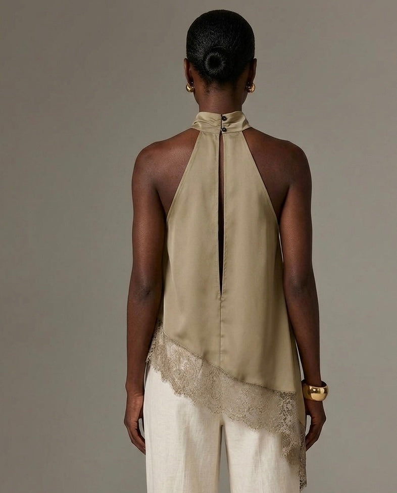 Heirloom Female Satin Top - Khaki